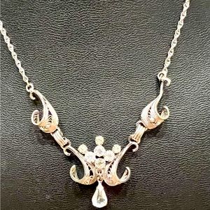 Vintage AmLee Sterling Silver Art Deco Rhinestone Necklace